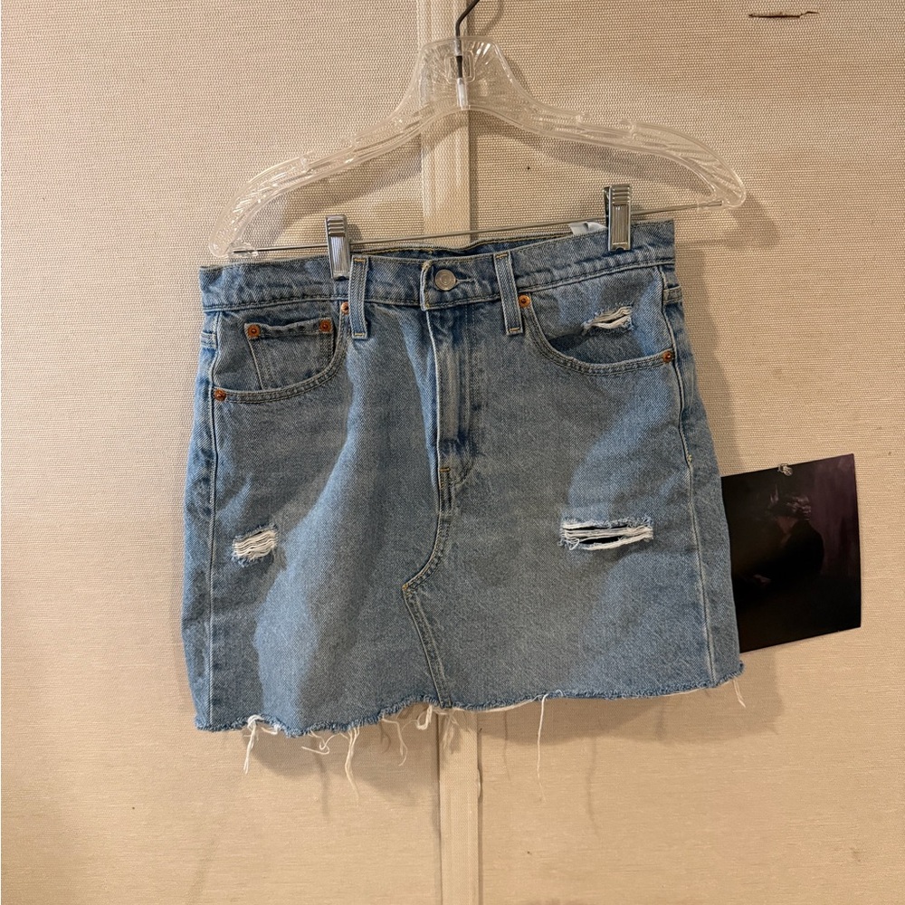 Distressed Denim Mini Skirt